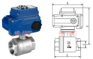 电动螺纹球阀结构图