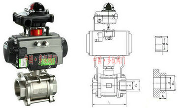 气动三片式球阀结构图
