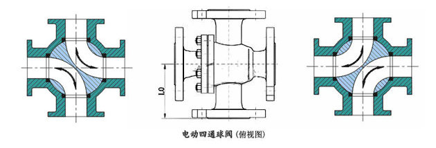 电动四通球阀结构图